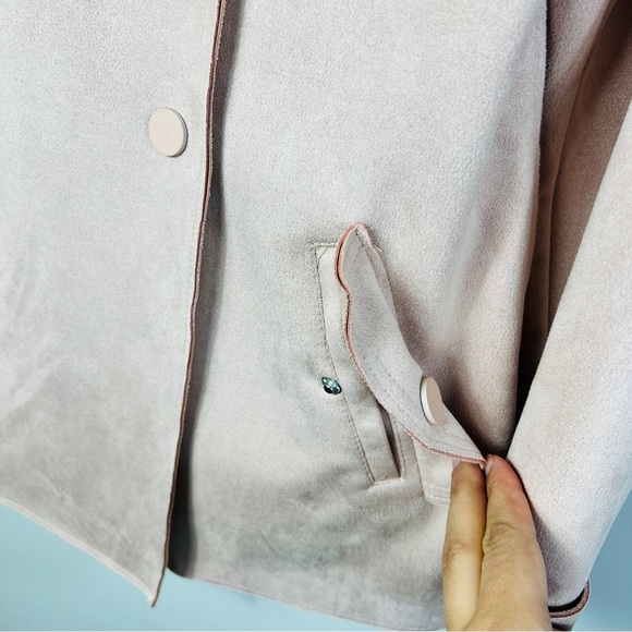 Haute Monde Blush Pink Women's Juniors Casual Faux Suede Moto Jacket size Medium - Picture 8 of 13